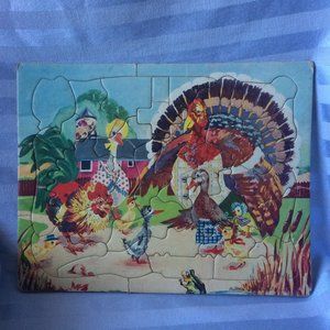 Vtg Built Rite Puzzle Sta-N-Place Turkey Puzzle